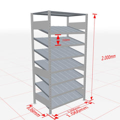 Metāla plaukts Schulte Multiplus 2000 mm x1000 mm Kanban - Ergostock.lv