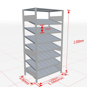 Metāla plaukts Schulte Multiplus 2000 mm x1000 mm Kanban - Ergostock.lv