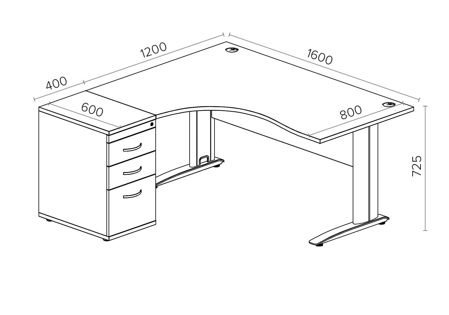 Biroja galds THEO CORNER SET 160 x 160 cm - Ergostock.lv