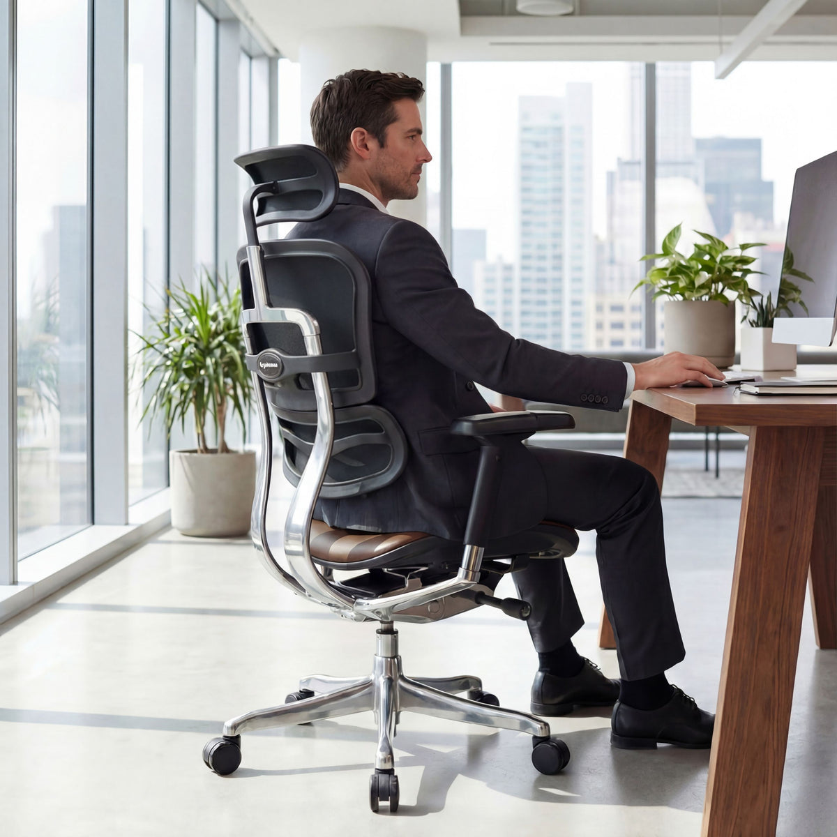Biroja krēsls Ergohuman ELITE DARK BROWN LEATHER