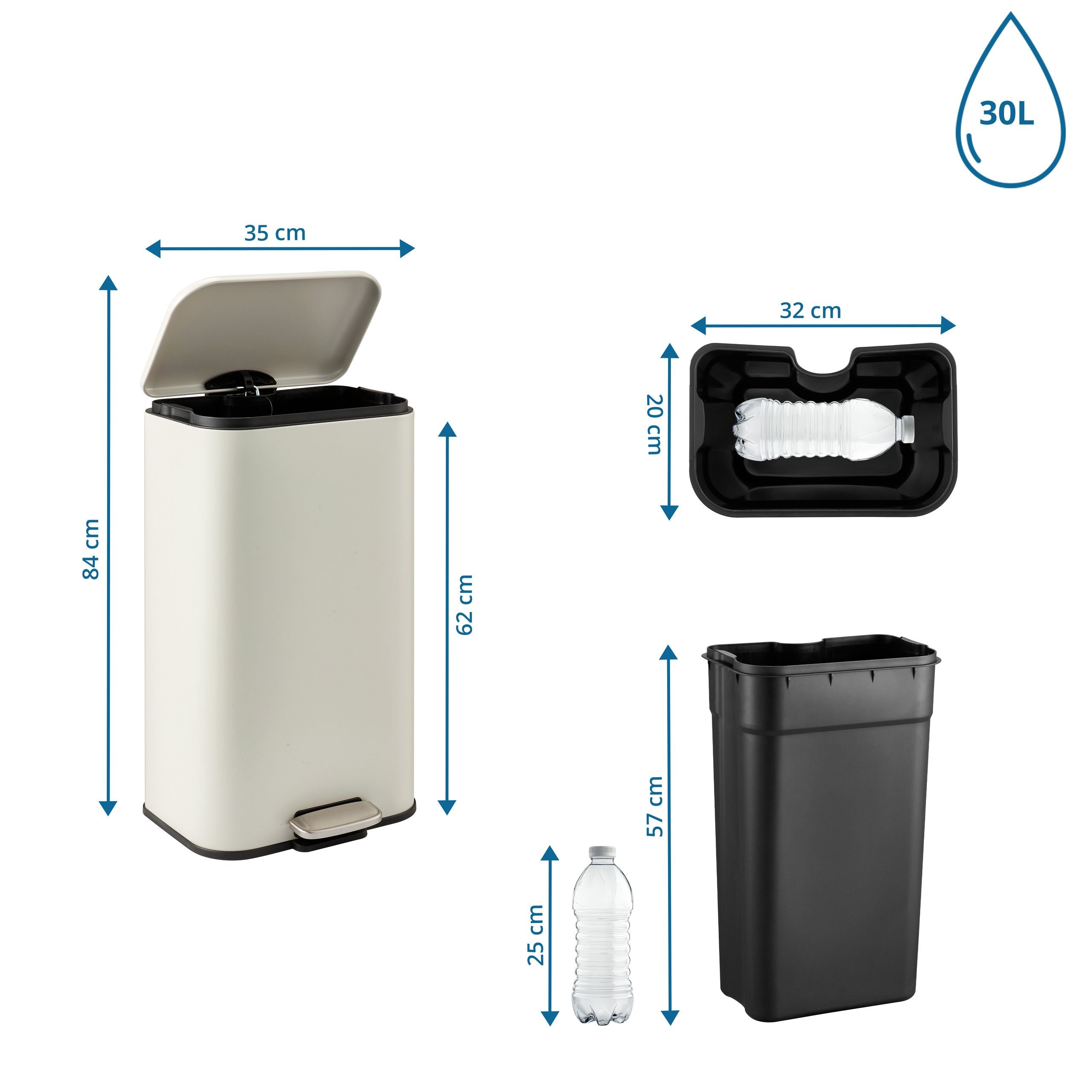 Atkritumu tvertne CLEAN ONE BEIGE 30 L