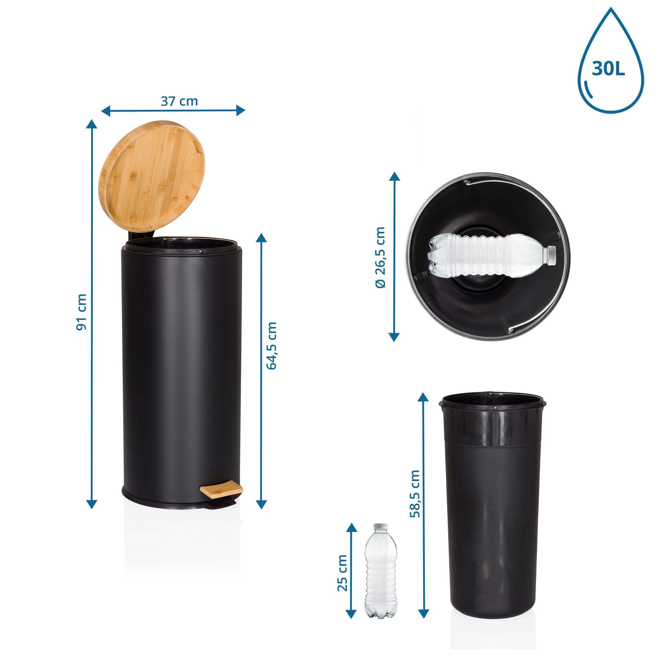 Atkritumu tvertne CLEAN BAMBOO 30 L