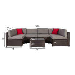 Dārza mēbeļu komplekts Home4You CLIFF moduļu dīvāns, galds-Ergostock