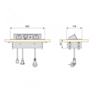 Iebūvējams Rozešu bloks Atom 26 | 2x SCHUKO, USB A+C, HDMI, melns - Ergostock.lv