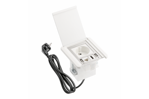 Iebūvējama Rozete ar atveramu aizsargvāku, 1x SCHUKO, 2xUSB A, 1x HDMI - Ergostock.lv