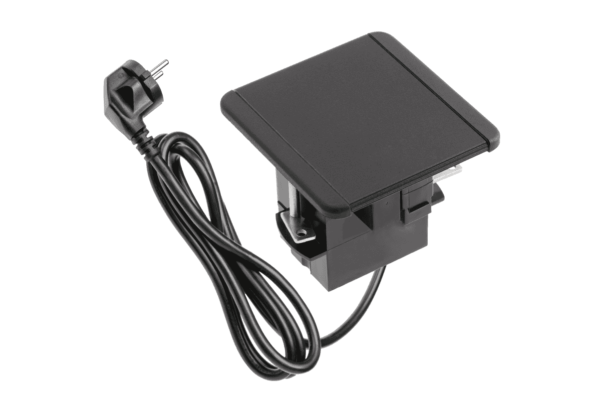 Iebūvējama Rozete ar atveramu aizsargvāku, 1x SCHUKO, 2xUSB A, 1x HDMI - Ergostock.lv