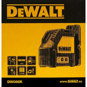 DeWalt DW088K-XJ Pašlīmeņojošs Krustlīniju Lāzera Līmeņrādis Lāzera Klase - 2 - Ergostock.lv