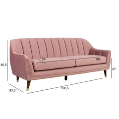 Home4You Dīvāns JOANNA 1965xD835xH805cm violeti rozā samts-Ergostock