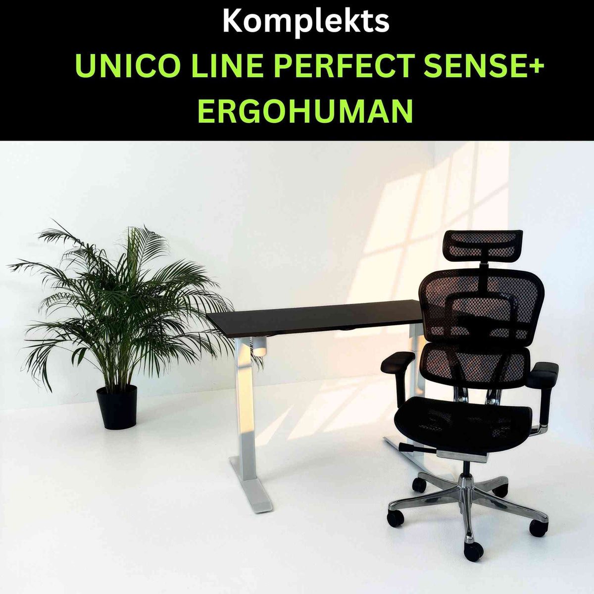 Darba vietas komplekts UNICO PERFECT SENSE BLACK Ergohuman ELITE - Ergostock.lv