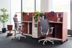 Wariant-E rakstāmgalds ar akustisko sienu un elektriski regulējamu augstumu-Ergostock