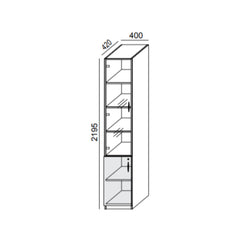 Biroja skapis PRO LINE, 2+ 4 stikloti plaukti, 2195x400x420 mm, pamatnes rāmis, konfigurējams - Ergostock.lv