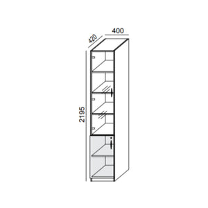 Biroja skapis PRO LINE, 2+ 4 stikloti plaukti, 2195x400x420 mm, pamatnes rāmis, konfigurējams - Ergostock.lv