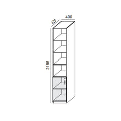 Biroja skapis PRO LINE, 2+ 4 plaukti, 2195x400x420 mm, pamatnes rāmis, konfigurējams - Ergostock.lv