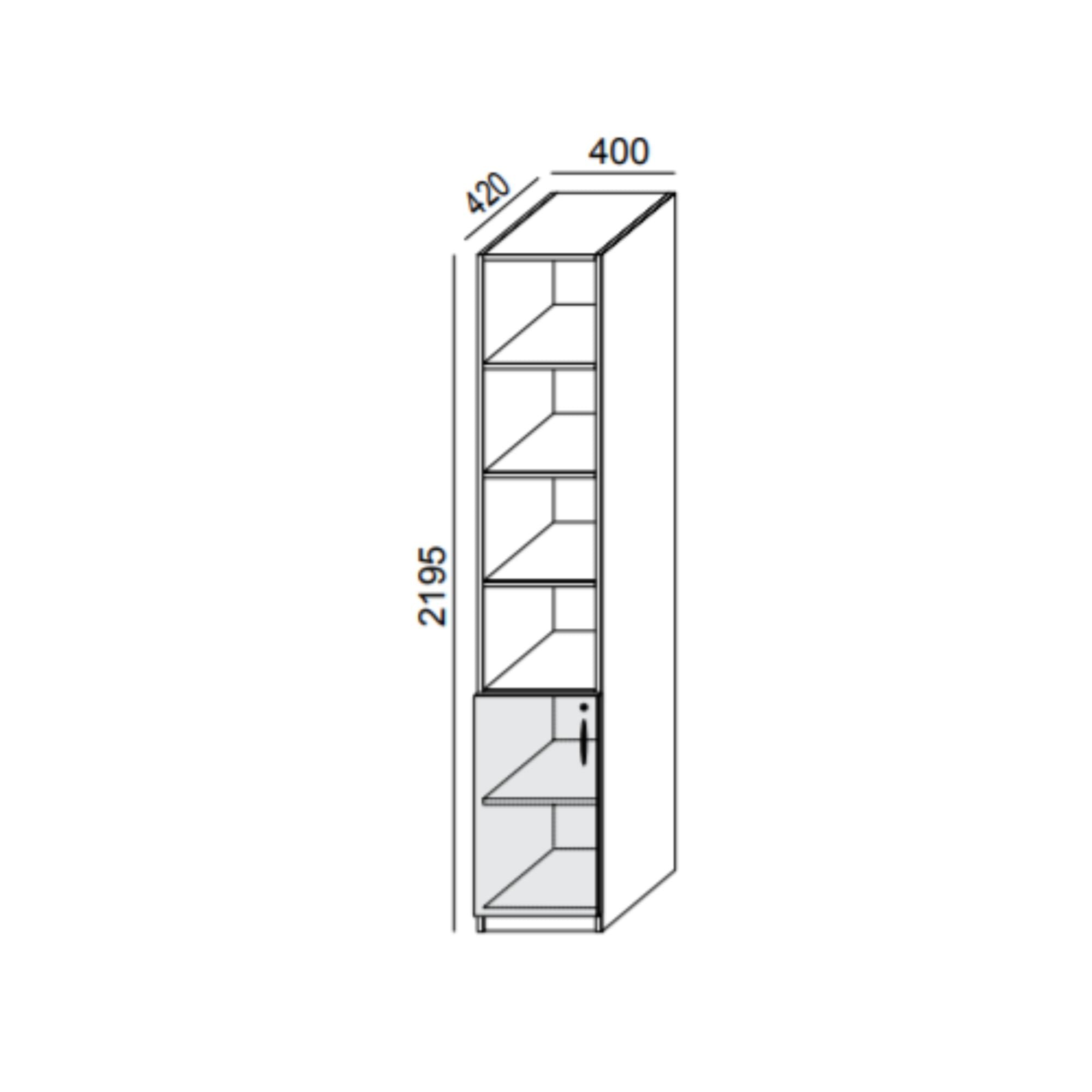 Biroja skapis PRO LINE, 2+ 4 plaukti, 2195x400x420 mm, pamatnes rāmis, konfigurējams - Ergostock.lv