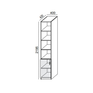 Biroja skapis PRO LINE, 2+ 4 plaukti, 2195x400x420 mm, pamatnes rāmis, konfigurējams - Ergostock.lv