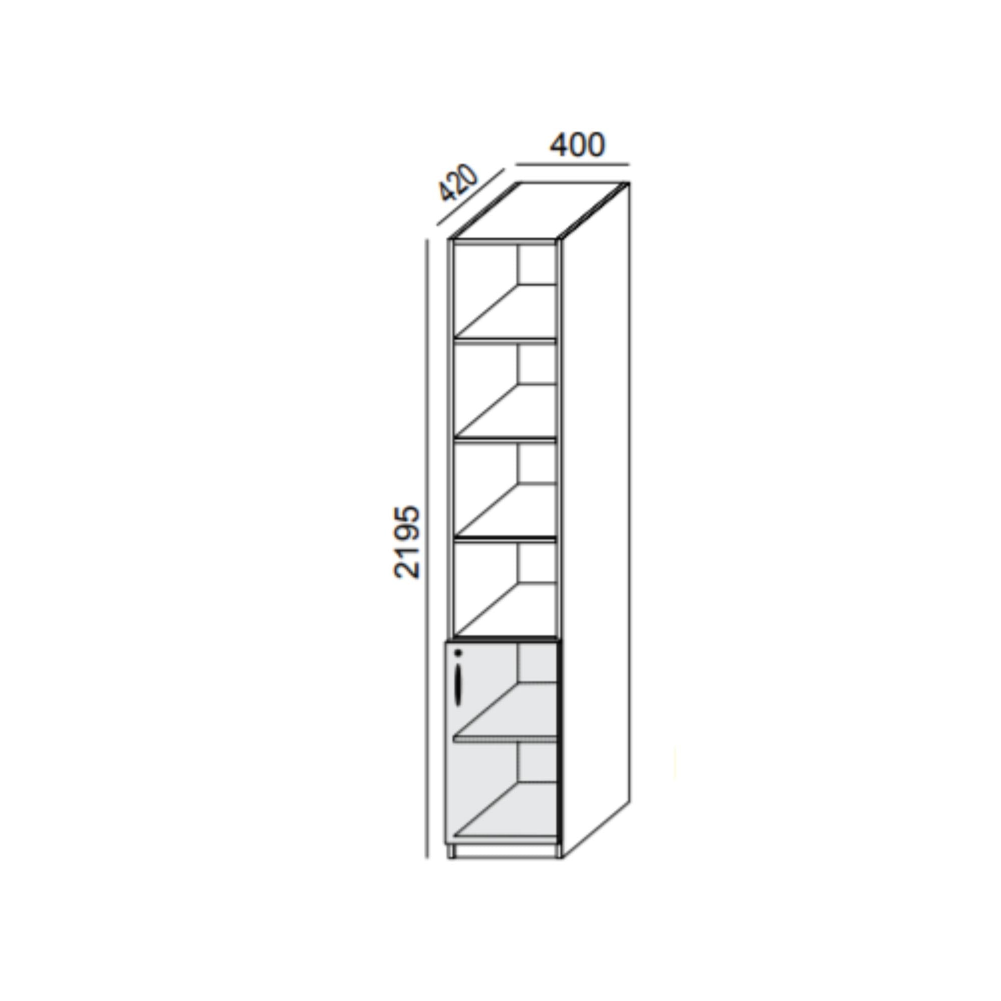 Biroja skapis PRO LINE, 2+ 4 plaukti, 2195x400x420 mm, pamatnes rāmis, konfigurējams - Ergostock.lv