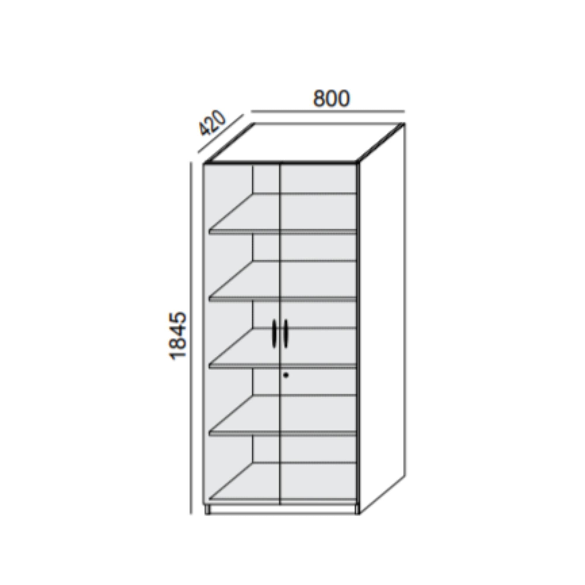 Biroja skapis PRO LINE, 5 plaukti, 1845x800x420 mm, pamatnes rāmis, konfigurējams - Ergostock.lv