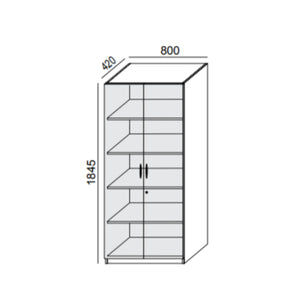 Biroja skapis PRO LINE, 5 plaukti, 1845x800x420 mm, pamatnes rāmis, konfigurējams - Ergostock.lv
