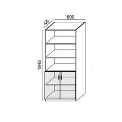Biroja skapis PRO LINE, 2+3 plaukti, 1845x800x420 mm, pamatnes rāmis, konfigurējams - Ergostock.lv
