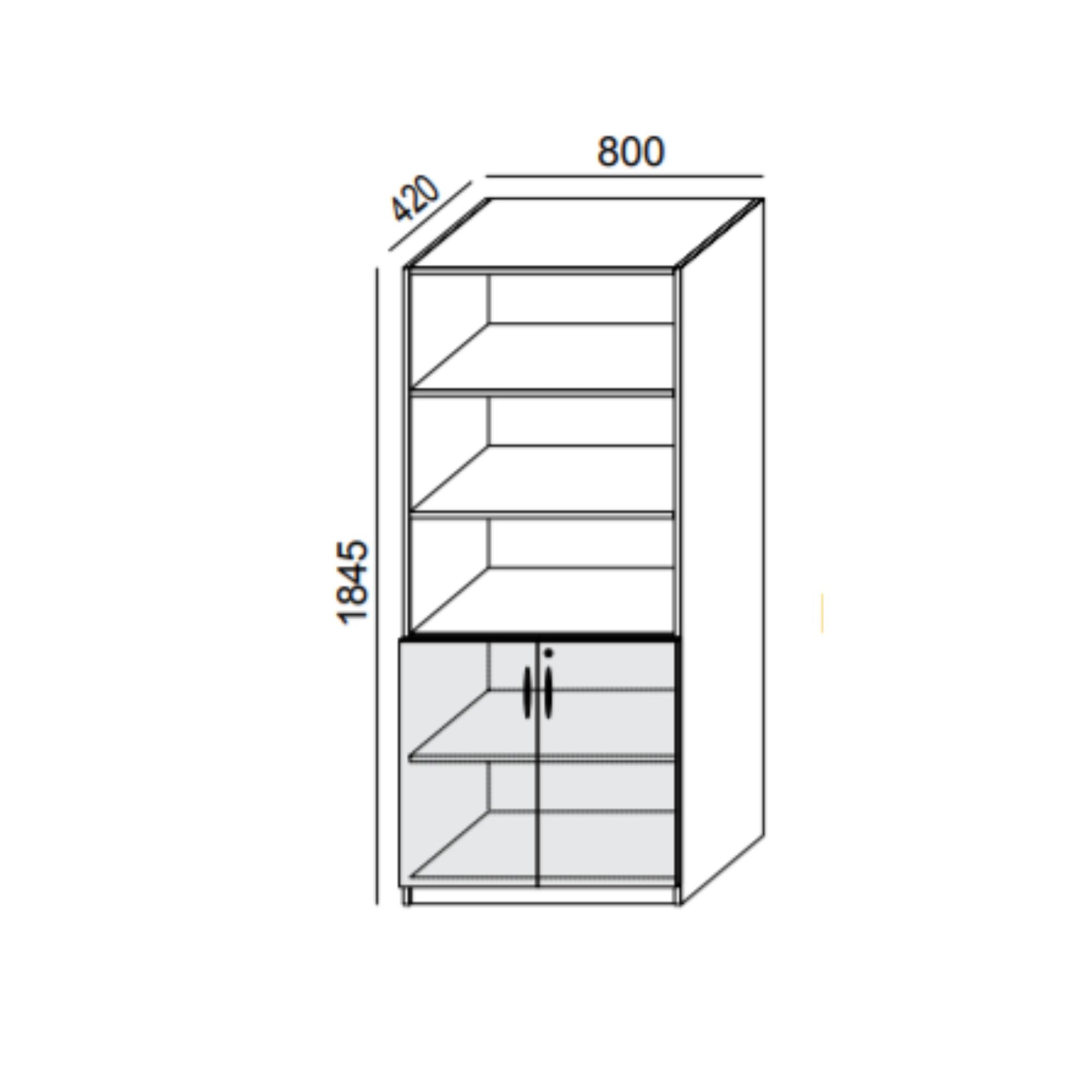 Biroja skapis PRO LINE, 2+3 plaukti, 1845x800x420 mm, pamatnes rāmis, konfigurējams - Ergostock.lv