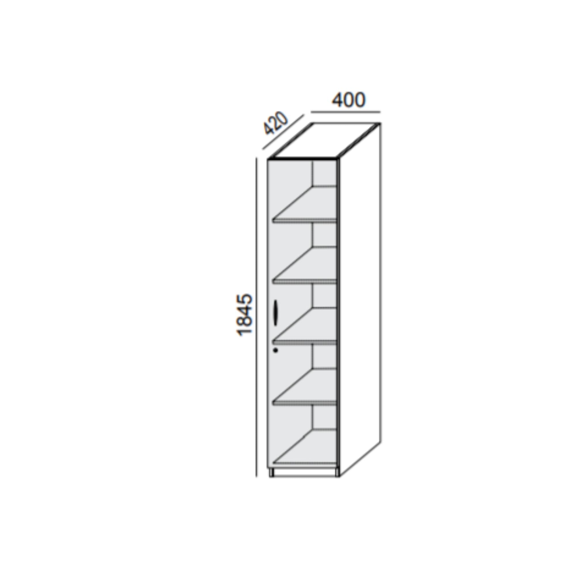 Biroja skapis PRO LINE, 5 plaukti, 1845x400x420 mm, pamatnes rāmis, konfigurējams - Ergostock.lv