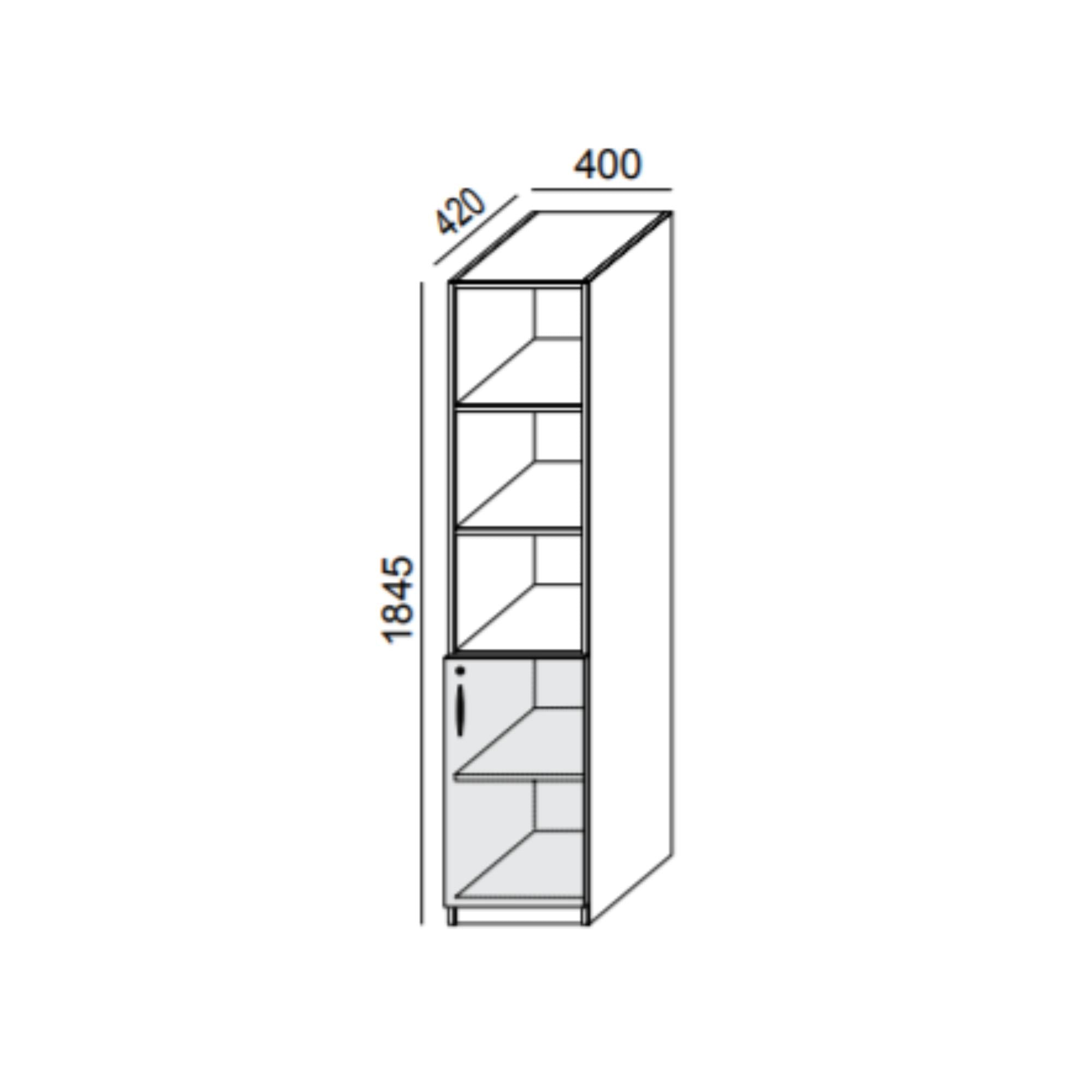 Biroja skapis PRO LINE, 2+3 plaukti, 1845x400x420 mm, pamatnes rāmis, konfigurējams - Ergostock.lv