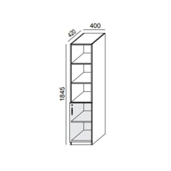 Biroja skapis PRO LINE, 2+3 plaukti, 1845x400x420 mm, pamatnes rāmis, konfigurējams - Ergostock.lv
