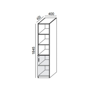 Biroja skapis PRO LINE, 2+3 plaukti, 1845x400x420 mm, pamatnes rāmis, konfigurējams - Ergostock.lv