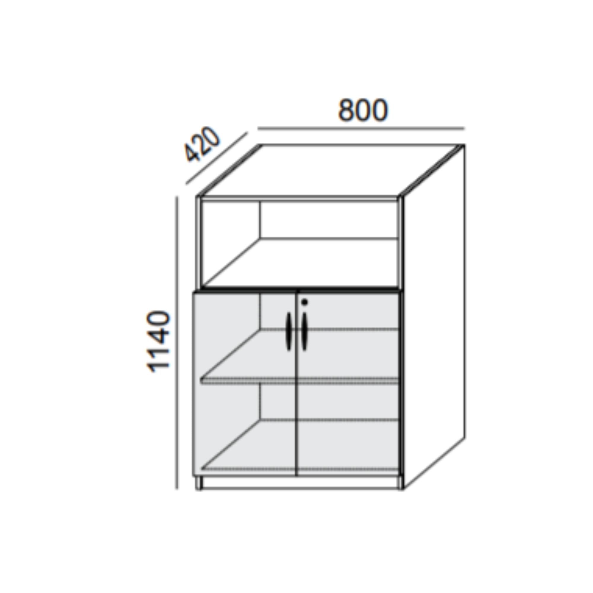 Biroja skapis PRO LINE, 2+1 plaukti, 1140x800x420 mm, pamatnes rāmis, konfigurējams - Ergostock.lv