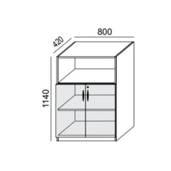 Biroja skapis PRO LINE, 2+1 plaukti, 1140x800x420 mm, pamatnes rāmis, konfigurējams - Ergostock.lv