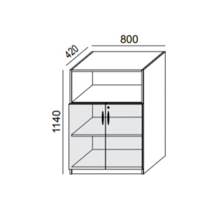 Biroja skapis PRO LINE, 2+1 plaukti, 1140x800x420 mm, pamatnes rāmis, konfigurējams - Ergostock.lv