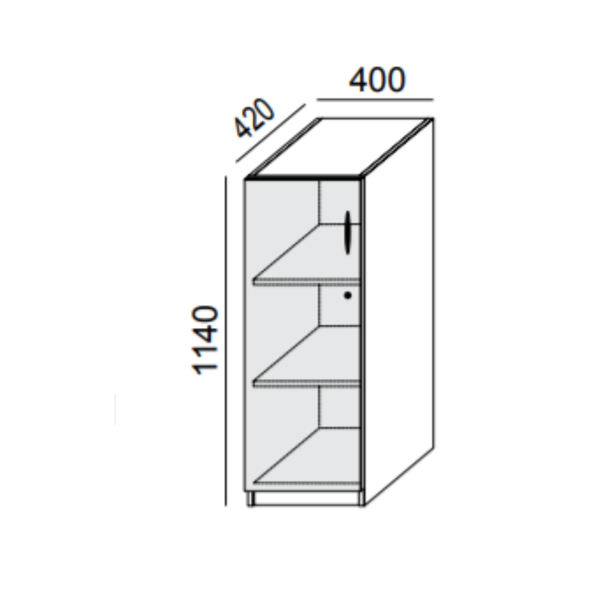 Biroja skapis PRO LINE, 3 plaukti, 1140x400x420 mm, pamatnes rāmis, konfigurējams - Ergostock.lv
