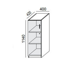 Biroja skapis PRO LINE, 3 plaukti, 1140x400x420 mm, pamatnes rāmis, konfigurējams - Ergostock.lv