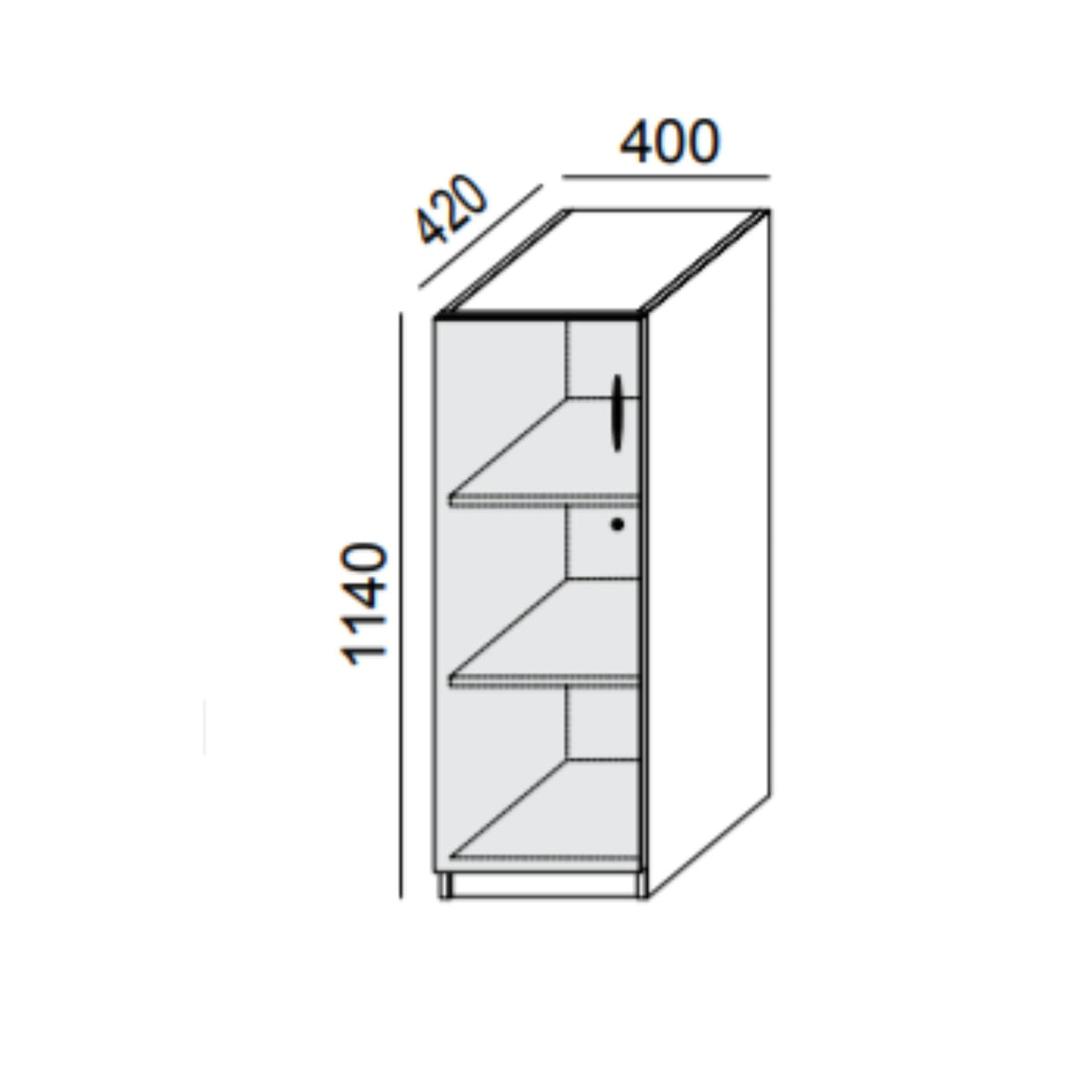 Biroja skapis PRO LINE, 3 plaukti, 1140x400x420 mm, pamatnes rāmis, konfigurējams - Ergostock.lv