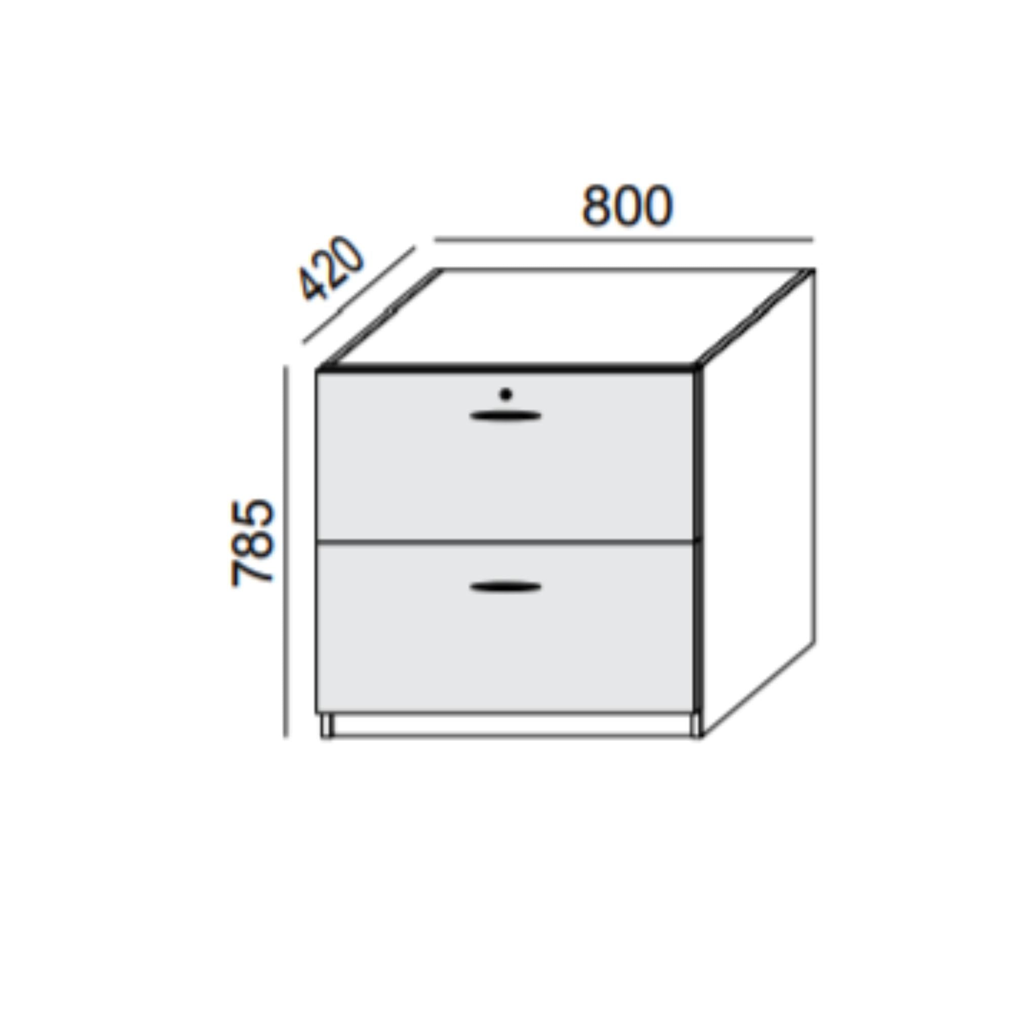 Biroja skapis PRO LINE, 2 atvilktnes, 785x800x420 mm, pamatnes rāmis, konfigurējams - Ergostock.lv