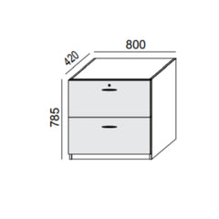 Biroja skapis PRO LINE, 2 atvilktnes, 785x800x420 mm, pamatnes rāmis, konfigurējams - Ergostock.lv