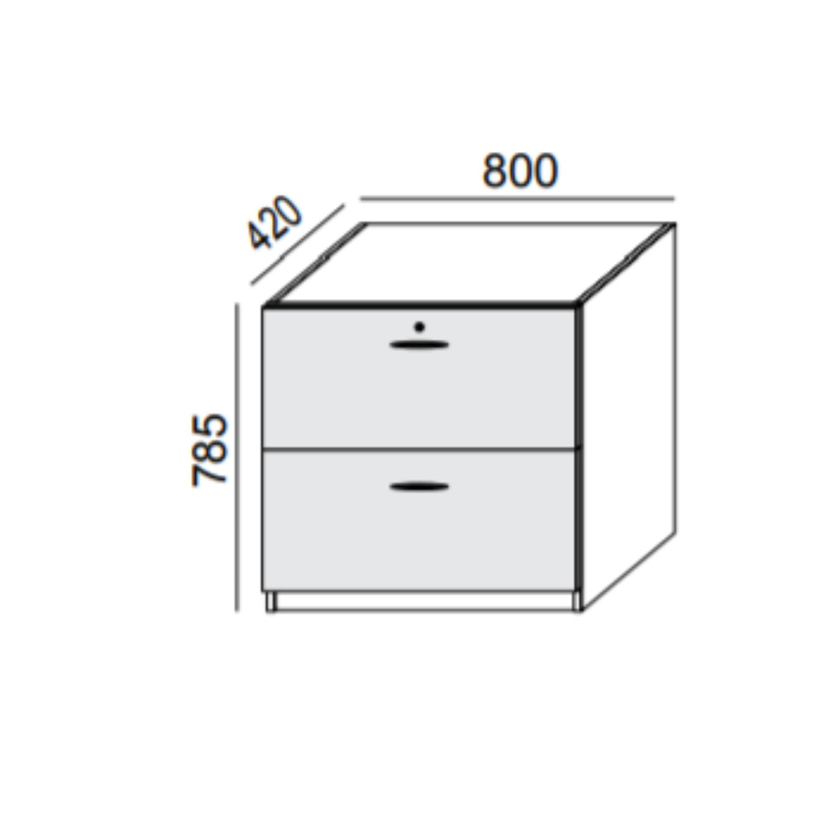Biroja skapis PRO LINE, 2 atvilktnes, 785x800x420 mm, pamatnes rāmis, konfigurējams - Ergostock.lv