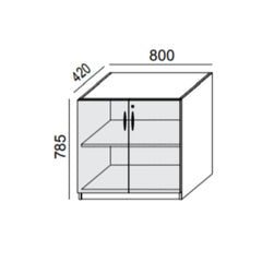 Biroja skapis PRO LINE, 2 plaukti, 785x800x420 mm, pamatnes rāmis, konfigurējams - Ergostock.lv