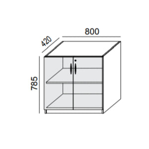 Biroja skapis PRO LINE, 2 plaukti, 785x800x420 mm, pamatnes rāmis, konfigurējams - Ergostock.lv