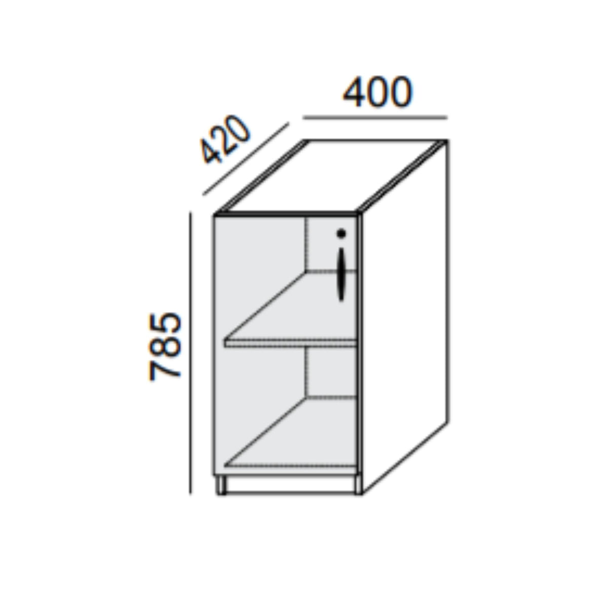 Biroja skapis PRO LINE, 2 plaukti, 785x400x420 mm, pamatnes rāmis, konfigurējams - Ergostock.lv