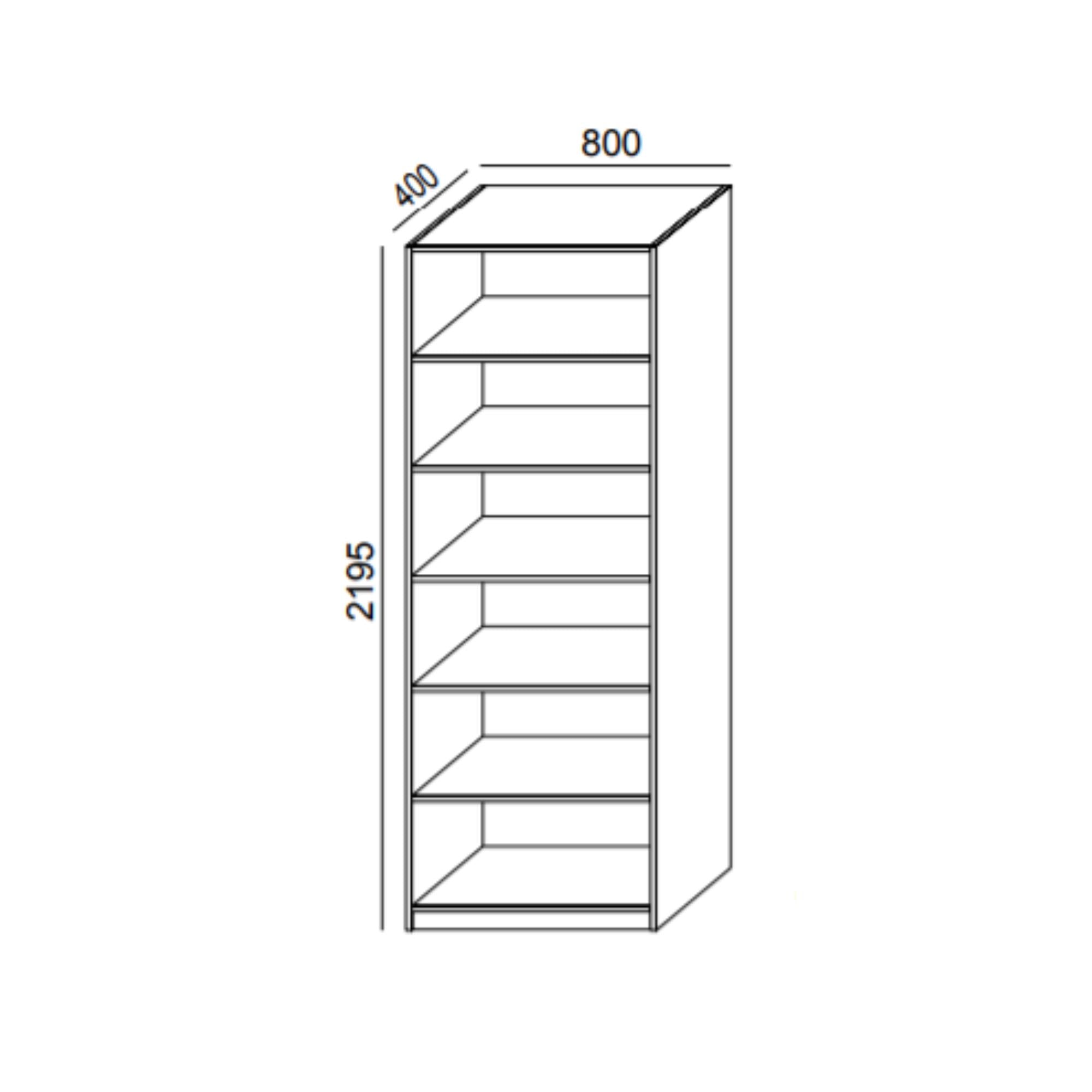 Biroja plaukts PRO LINE, 6 plaukti, 2195x800x400 mm, pamatnes rāmis, konfigurējams - Ergostock.lv