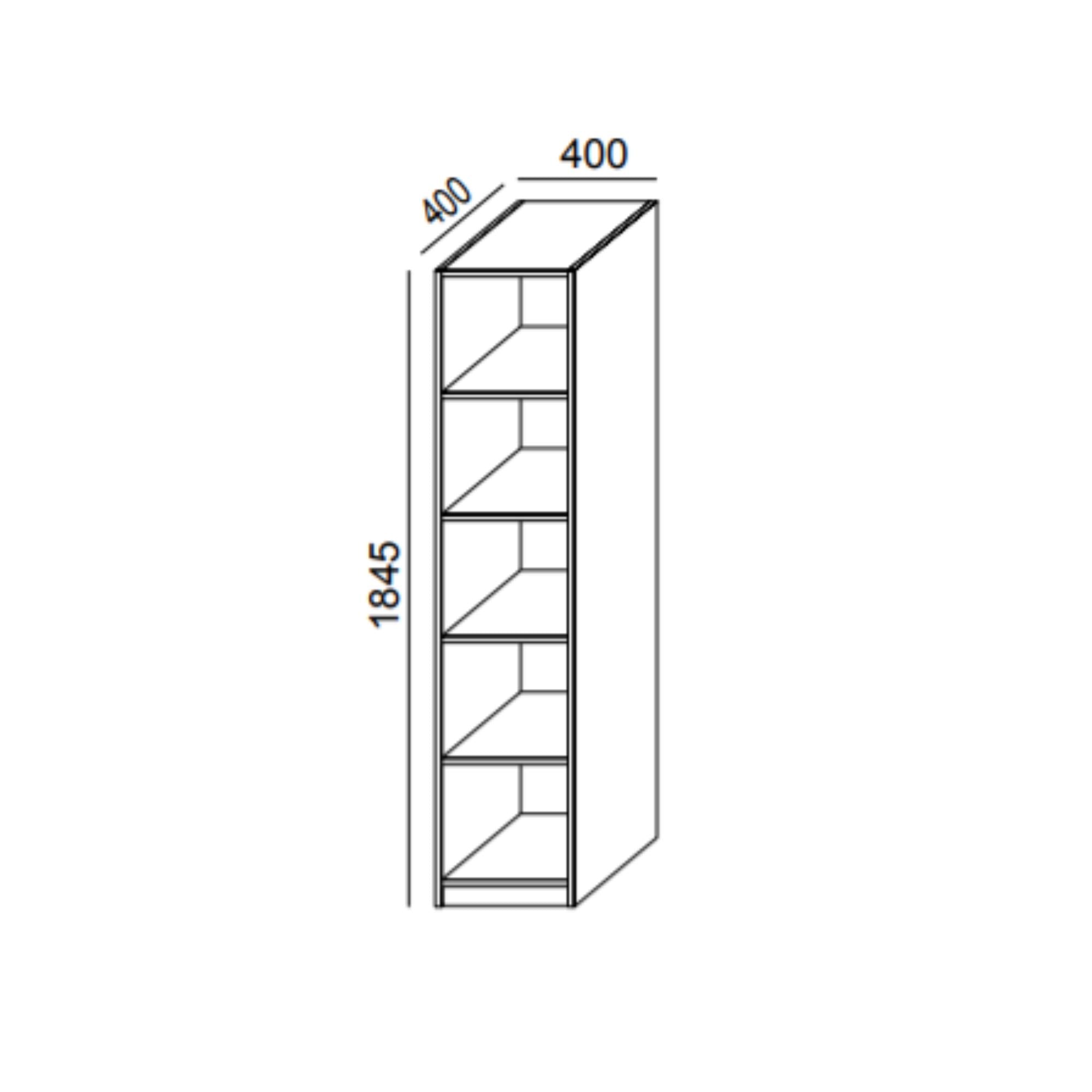 Biroja plaukts PRO LINE, 5 plaukti, 1845x400x400 mm, pamatnes rāmis, konfigurējams - Ergostock.lv