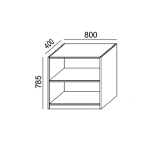Biroja plaukts PRO LINE, 2 plaukti, 785x800x400 mm, pamatnes rāmis, konfigurējams - Ergostock.lv