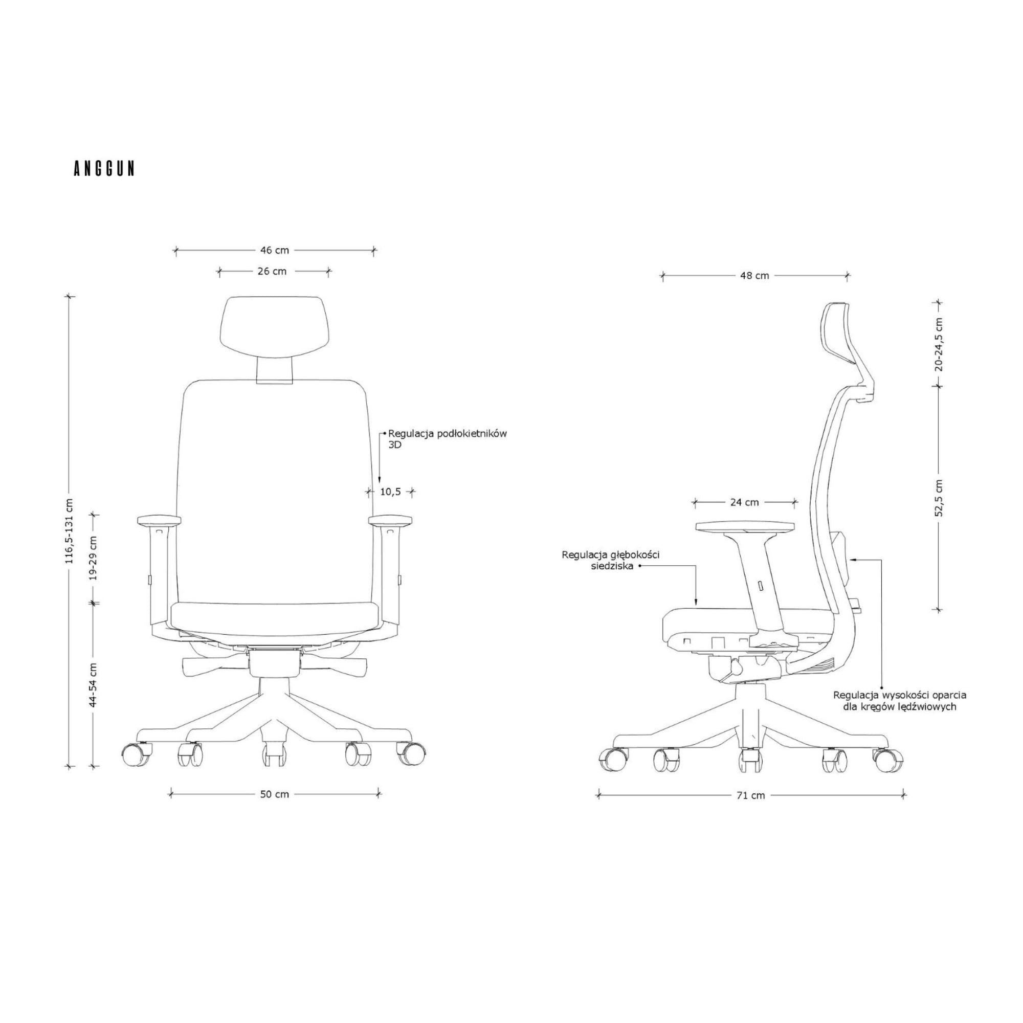 Biroja krēsls ANGGUN, melns - Ergostock.lv