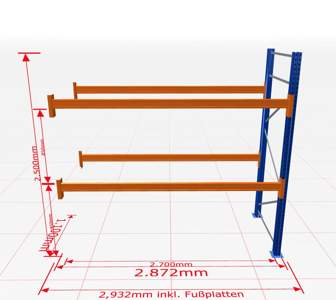 Palešu plaukts Schulte papildsekcija dziļums 1100 mm - Ergostock.lv