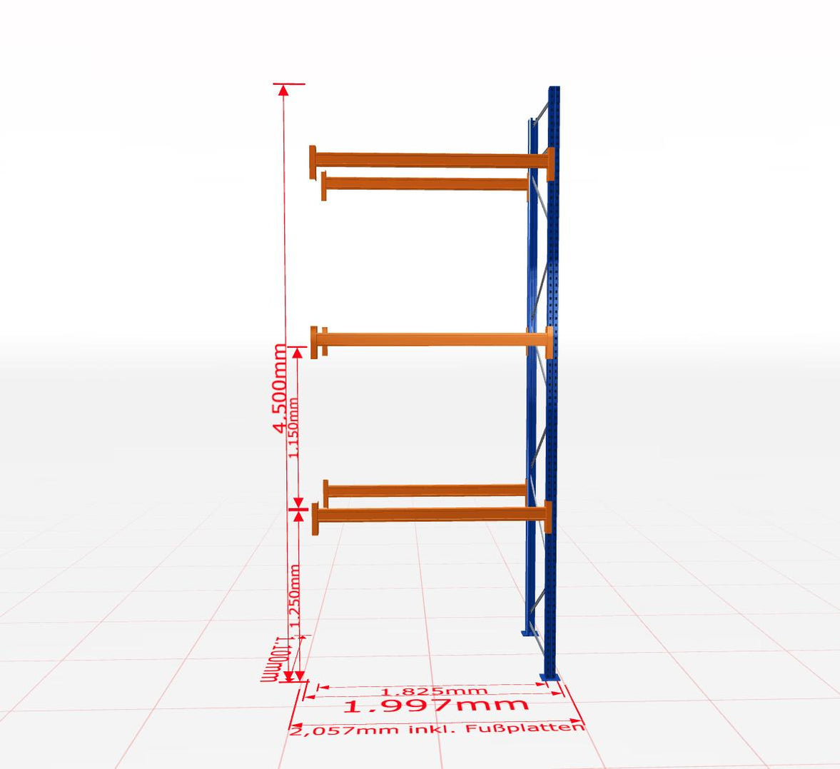 Palešu plaukts Schulte papildsekcija dziļums 1100 mm-Ergostock