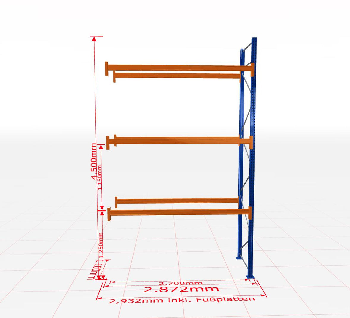 Palešu plaukts Schulte papildsekcija dziļums 1100 mm-Ergostock