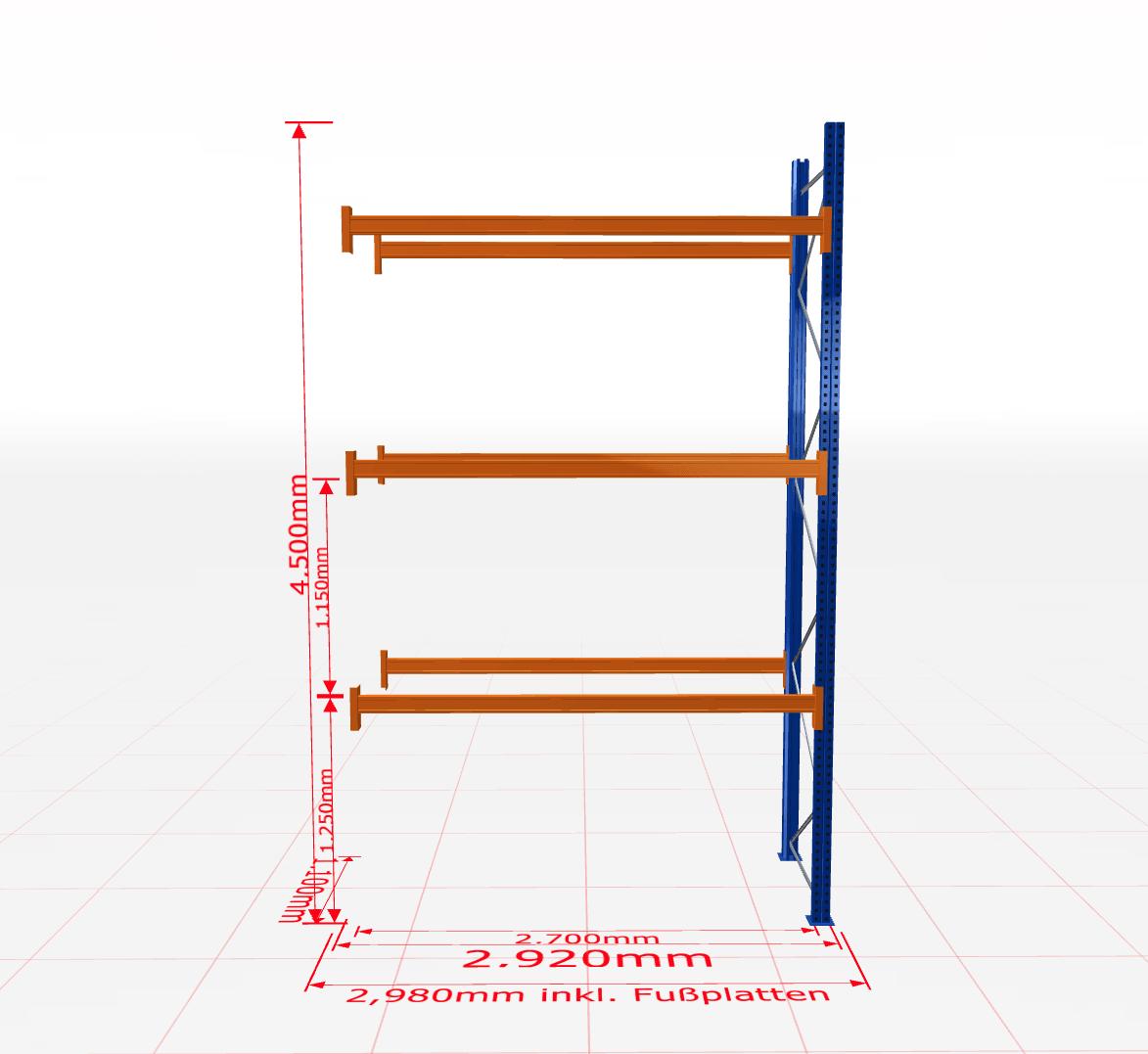 Palešu plaukts Schulte papildsekcija dziļums 1100 mm-Ergostock