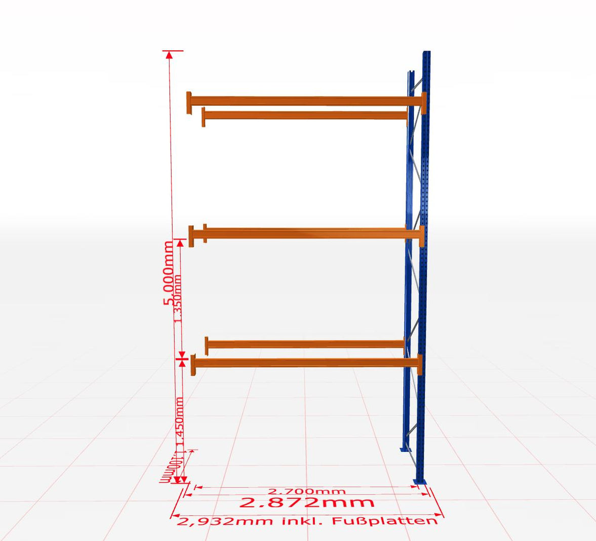 Palešu plaukts Schulte papildsekcija dziļums 1100 mm-Ergostock