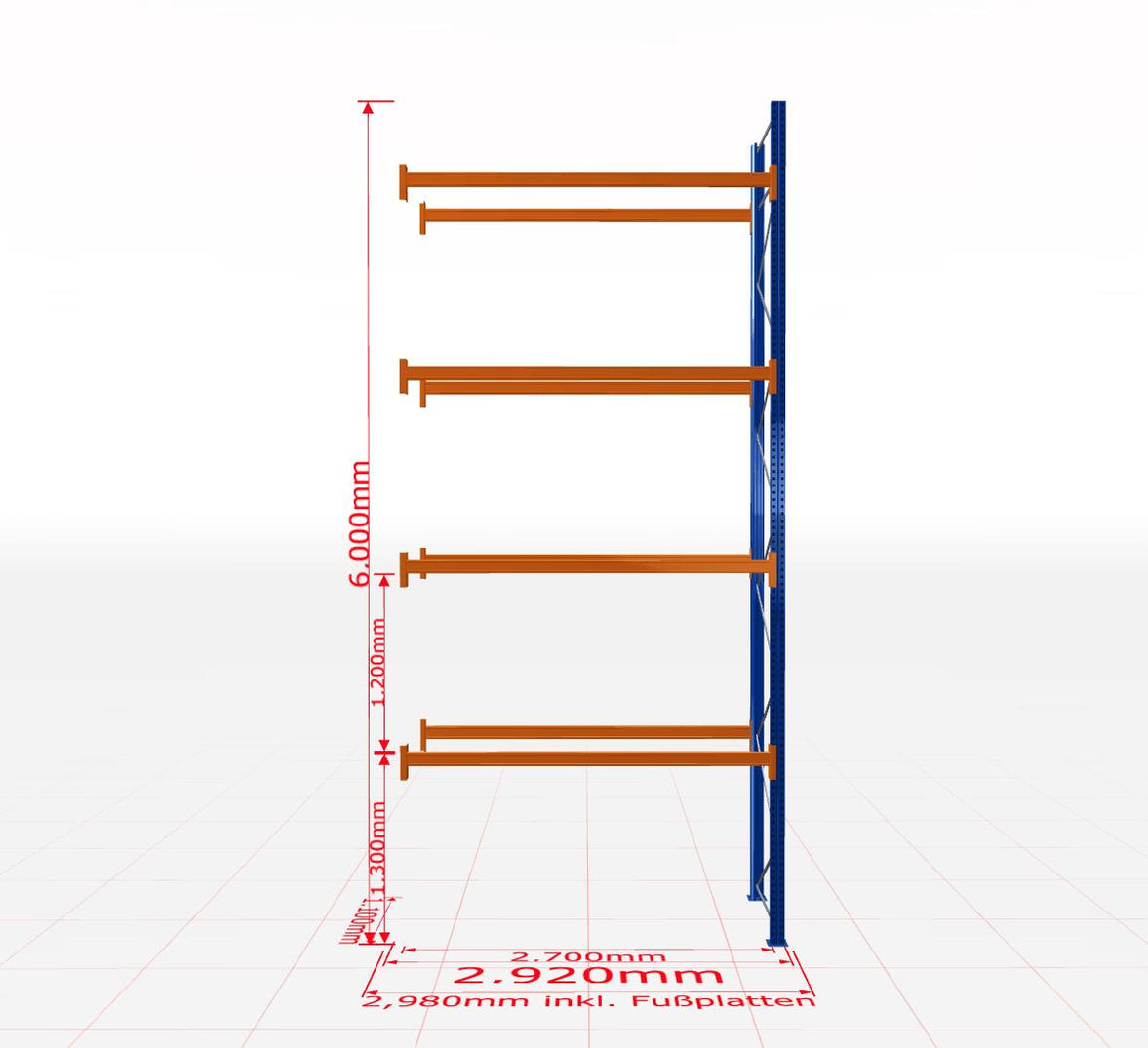 Palešu plaukts Schulte papildsekcija dziļums 1100 mm-Ergostock